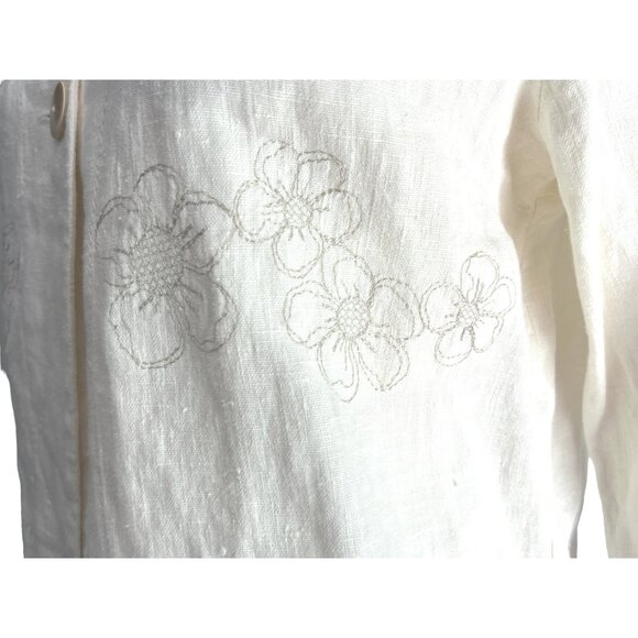 Harve Benard Vintage Linen Button Front Cardigan Sz 10 Womens White 3/4 Sleeve - Picture 7 of 15
